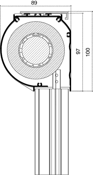 Cassonetto stondato con clips di fissaggio a soffitto